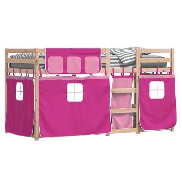 vidaXL Letto a Castello senza Materasso Rosa 90x190 cm Legno di Pino