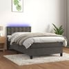 vidaXL Letto a Molle con Materasso e LED Grigio Scuro 80x200cm Velluto