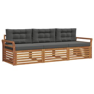 vidaXL Set di divani da esterno 3 pz Naturale e Antracite
