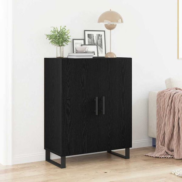 vidaXL Credenza Rovere Nero 69,5 x 34 x 90 cm Legno multistrato