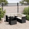 vidaXL Set Divano da Giardino 6 pz con Cuscini Nero in Polyrattan