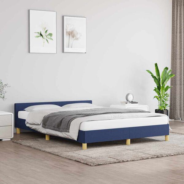 vidaXL Giroletto con Testiera senza Materasso Blu 140x190 cm Tessuto
