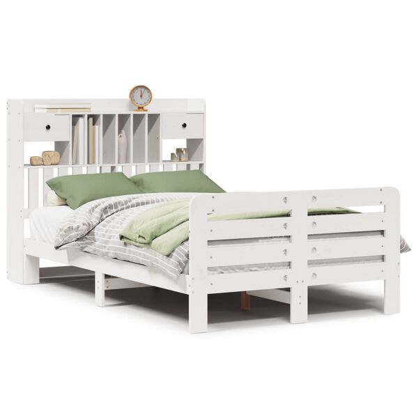 vidaXL Letto Libreria senza Materasso Bianco 135x190 cm Legno di Pino