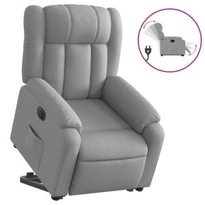 vidaXL Poltrona Reclinante Alzapersona Elettrica Grigio Chiaro Tessuto