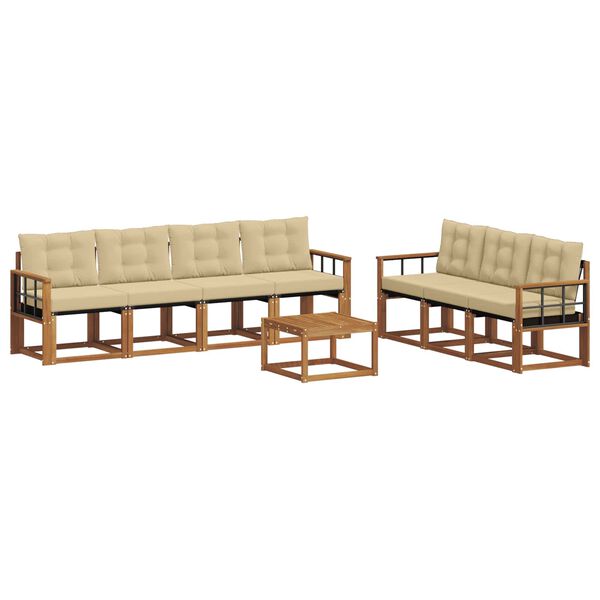 vidaXL Set di divani da esterno con cuscino 8 pcs Naturale e Beige