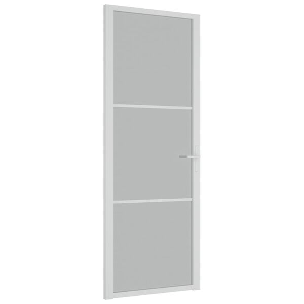vidaXL Porta Interna 76x201,5 cm Bianco Opaco Vetro e Alluminio