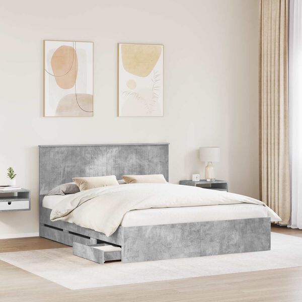 vidaXL Struttura del letto con testiera Grigio cemento 160 x 200 cm