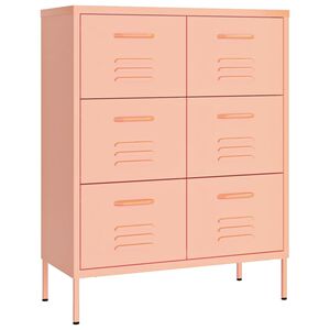 vidaXL Cassettiera Rosa 80x35x101,5 cm in Acciaio