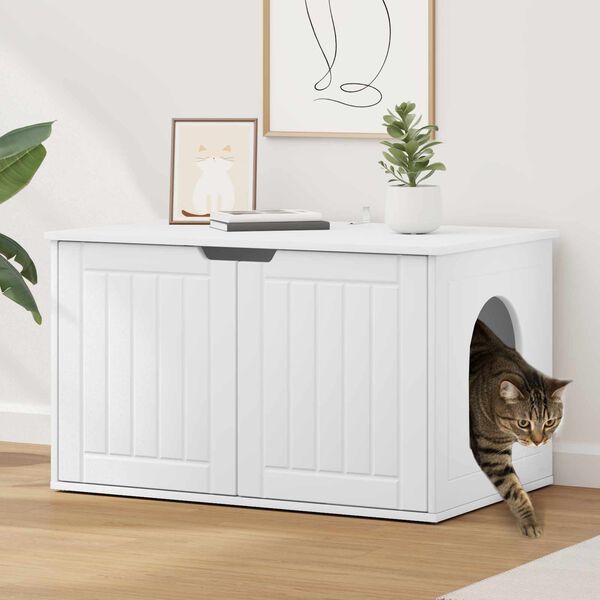 vidaXL Casa per Gatti Bianco 85 x 55 x 50,5 cm Legno multistrato