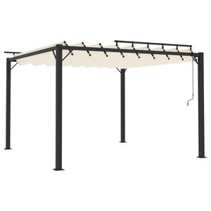 vidaXL Gazebo con Tetto a Lamelle 3x3 m in Tessuto Crema e Alluminio