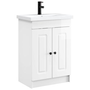 vidaXL Set di mobili per il bagno Bianco Lucido 78,5 x 37,5 x 81 cm