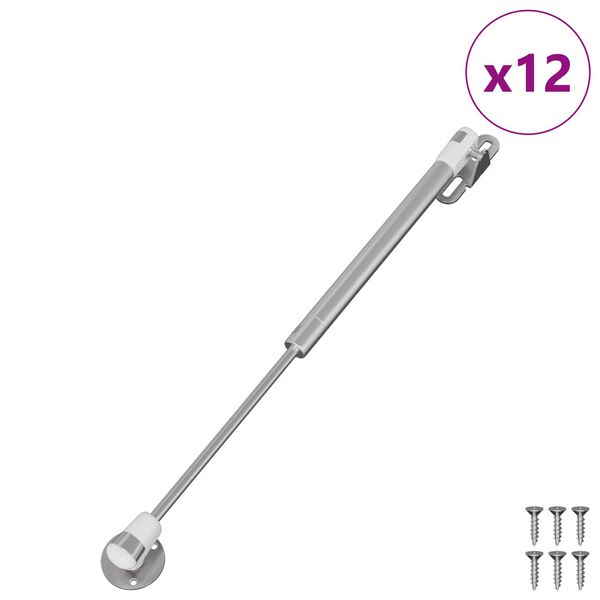 vidaXL Molla Gas Idraulica 12 pcs Argento 280 x 17 x 16 mm PP e Ferro