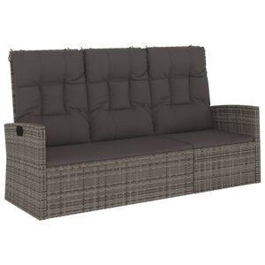 vidaXL Panca Giardino Reclinabile con Cuscini 173cm Polyrattan Grigio