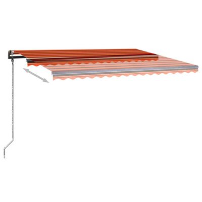 vidaXL Tenda da Sole Manuale con LED 4x3,5 m Arancione e Marrone