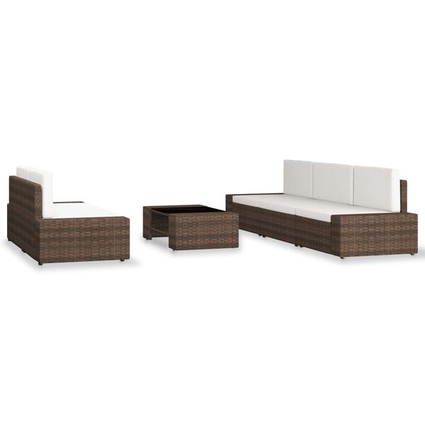 vidaXL Set Divani da Giardino 6 pz in Polyrattan Marrone