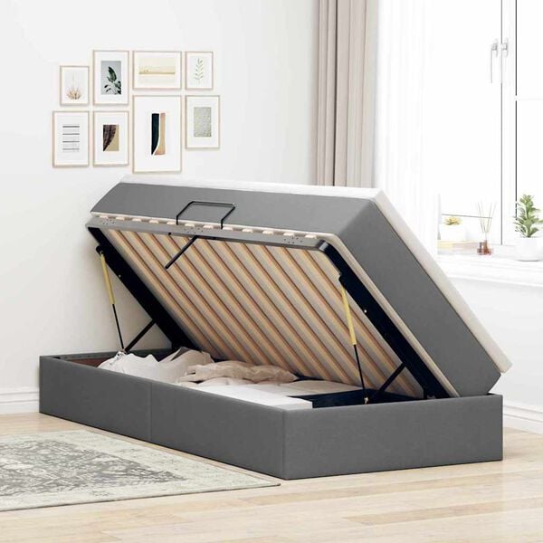 vidaXL Letto con contenitore e materasso Grigio scuro 100 x 200 cm