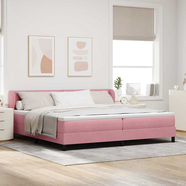 vidaXL Letto a molle con materasso Rosa 200 x 200 cm Velluto