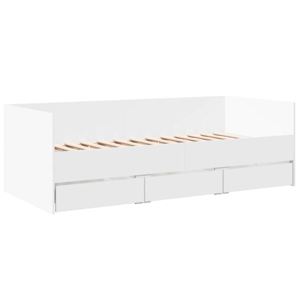 vidaXL Divano Letto con Cassetti senza Materasso Bianco 100x200 cm