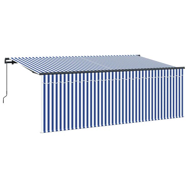 vidaXL Tenda Retrattile Blu e Bianco 400 x 200 cm