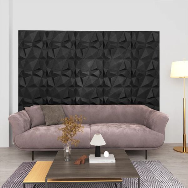 vidaXL Pannelli Murali 3D 24 pz 50x50 cm Neri a Diamante 6 m²
