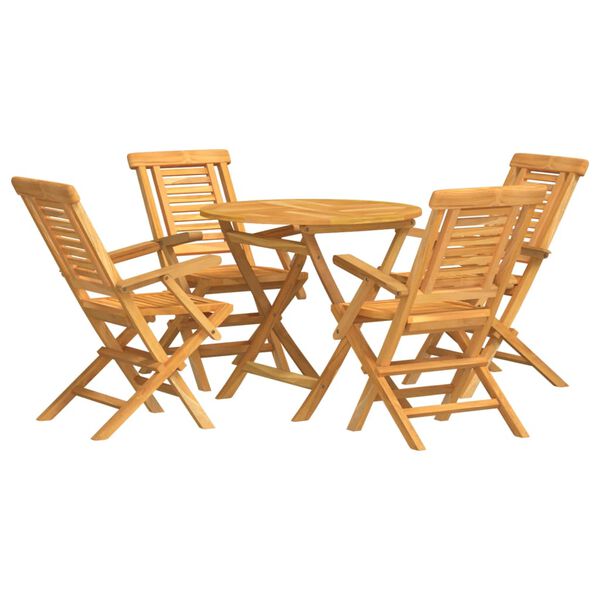 vidaXL Set da Pranzo per Giardino 5 pz in Legno Massello di Teak