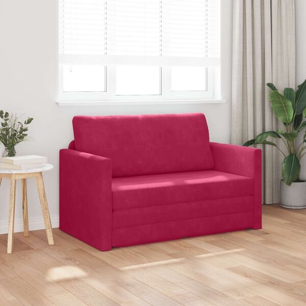 vidaXL Divano letto 110cm Rosso Vino Velluto