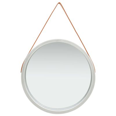 vidaXL Specchio da Parete con Cinghia 60 cm Argento