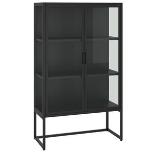 vidaXL Credenza Alta Nera 80x35x135 cm in Acciaio e Vetro Temperato
