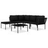 vidaXL Set Divani da Giardino 6 pz con Cuscini Neri in PVC