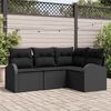 vidaXL Set Divano da Giardino con cuscino 4 pcs Nero polyrattan