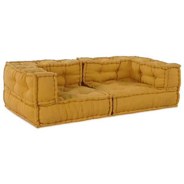 vidaXL Pouf Modulare Giallo 140x70x36 in Tessuto