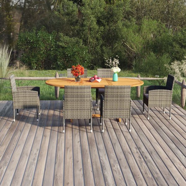 vidaXL Set Mobili da Pranzo da Esterni 7 pz in Polyrattan Antracite