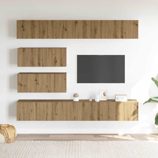 vidaXL Set Mobile TV 6 pz Montato a Parete Rovere in Legno Multistrato