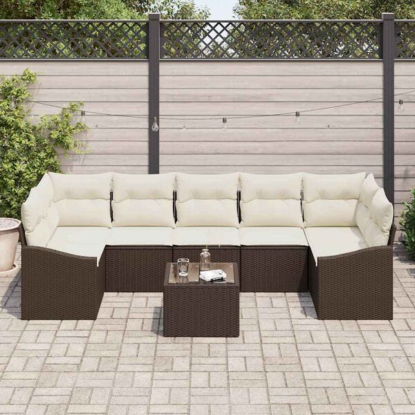 vidaXL Set di divani con cuscino 8 pcs Marrone e Crema polyrattan