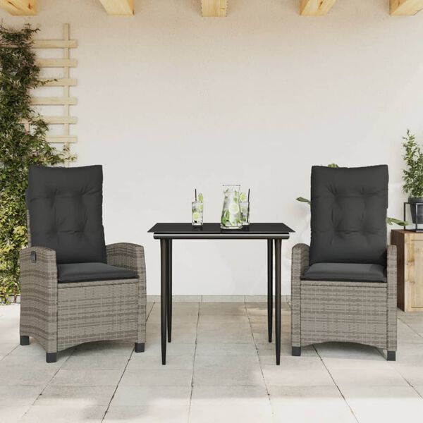 vidaXL Set da Pranzo da Giardino 5 pz con Cuscini in Polyrattan Grigio