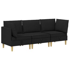 vidaXL Set di divani modulari con spazio di archiviazione 3 pcs Nero