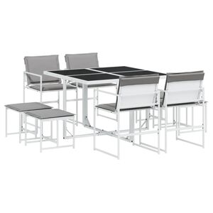 vidaXL Set da Pranzo da Giardino 9 pz con Cuscini Bianco in Textilene