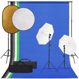 vidaXL Kit per Studio Fotografico con Set Luci, Fondale e Riflettore