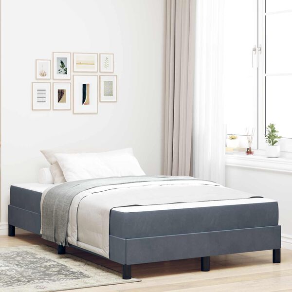 vidaXL Letto a molle con materasso Grigio scuro 120 x 190 cm Tessuto