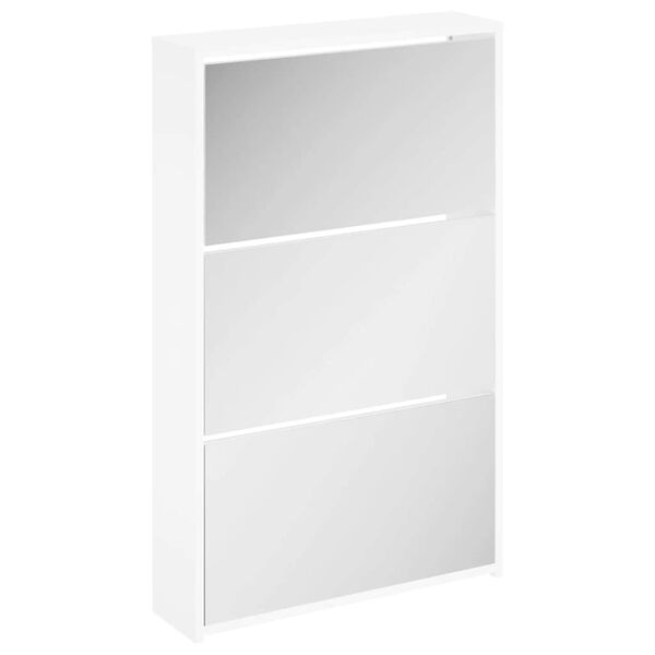 vidaXL Scarpiera con 3 Ripiani e Specchio Bianco 63x17x102,5 cm