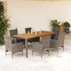 vidaXL Set Pranzo da Giardino 7pz con Cuscini Polyrattan Acacia Grigio