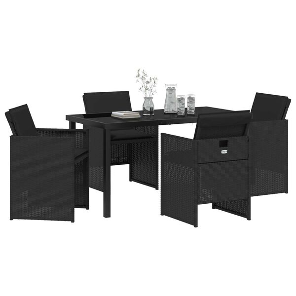 vidaXL Set da Pranzo per Giardino 5 pcs Nero polyrattan