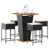 vidaXL Set Bar da Giardino 5 pz con Cuscini in Polyrattan Nero
