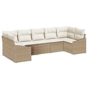 vidaXL Set Divano da Giardino 7 pcs Beige e Crema polyrattan