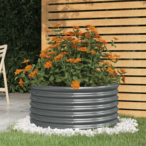 vidaXL Vaso Giardino Acciaio Zincato 80x80x36cm Antracite