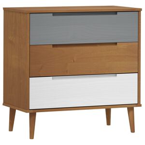 vidaXL Cassettiera MOLDE Marrone 80x40x80 cm in Legno Massello di Pino