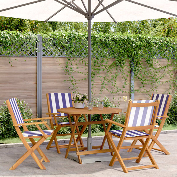 vidaXL Set Pranzo Giardino 5pz Blu e Bianco Tessuto e Legno Massello