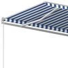 vidaXL Tenda da Sole Retrattile Automatica con Pali 4x3,5 m Blu Bianca