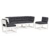 vidaXL Set Divani Giardino 5pz con Cuscini Bianco Legno Massello Pino