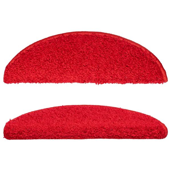 vidaXL Tappetini per scale 15 pz 56x17x3 cm rossi semicircolari